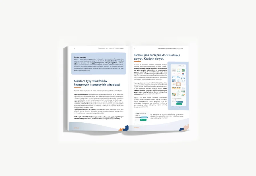Otwarty e-book Jak wizualizować dane finansowe? z przykładowymi stronami poradnika