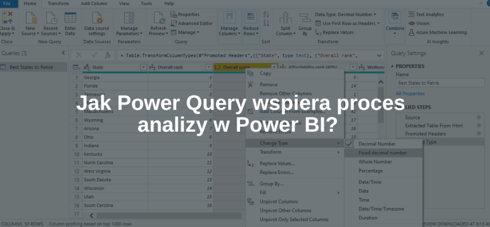 Jak Power Query wspiera proces analizy w Power BI